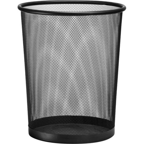 Poubelle métal maille noir Corbeille à papier en treillis métallique Corbeille à papier ronde XXL