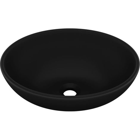 Lavabo de lujo ovalado cerámica negro mate 40x33 cm vidaXL