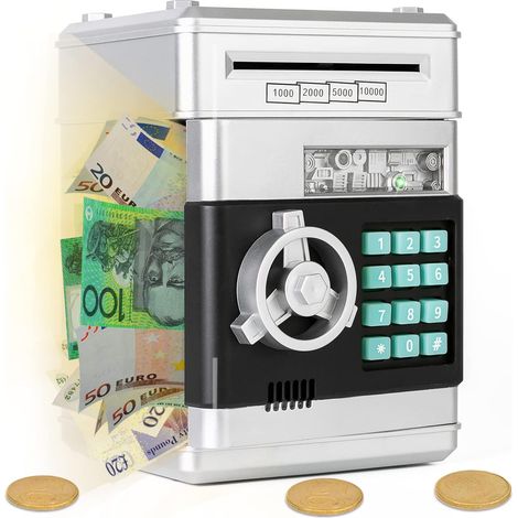Tirelire électronique, coffre-fort pour pièces, distributeur automatique de billets pour enfants, tirelire avec protection par mot de passe, rouleau de billets automatique, cadeau d'anniversaire pour 