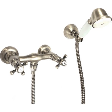 Mélangeur douche + flexible + douchette + support PAINI Tiffany Gris Acier (1/4)