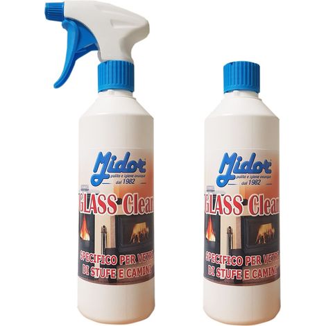 Stufa a Pellet, pulisce vetri di stufe e camini, caminetti 2x500ml, rimuove annerimento e fuliggine dai vetri senza fatica, pulizia vetro camino - GLASS CLEAN (1/2)