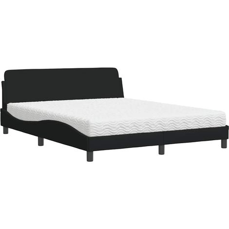 Lit double  Lit adulte  Lit avec matelas Dover noir 160x200 cm tissu