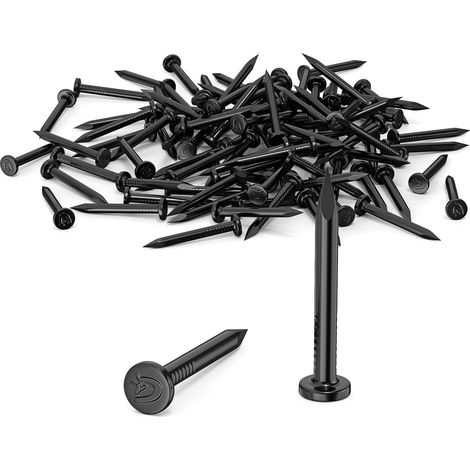 20mm clous en acier (Lot de 100), clous Pour une utilisation sur le béton, clous galvanisés, pour le travail du bois, la brique, possibilité d'utilisation universelle (Noir) (1/5)