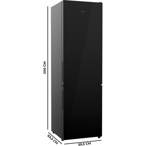 Cecotec Frigorífico Combi 356L Bolero CoolMarket Combi 356i Black Glass D. 200cm de Alto, 59,5 cm de Ancho, Clase E (1/4)