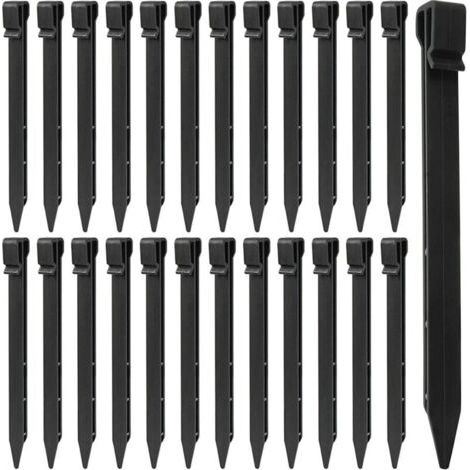 FENOPLASTICALATERN 25 Pièces Piquets de Sol en Plastique, 25CM Piquets de Bordure de Paysage Robustes Piquets de Tente Pointes d'ancrage pour Tentes Planche Terrasse Bordure Pelouse Jardin Extérieur ( (1/4)