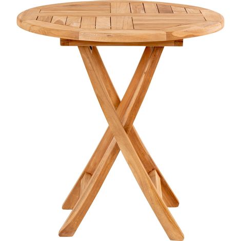 Tavolino da esterno Oviedo in teak naturale ø70x75 cm (1/5)