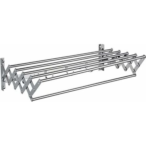 Porte-serviettes, séchoir à vêtements, extensible mural en acier inoxydable, 5 rails de suspension pour salle de bain, balcon, salon extérieur (1/5)