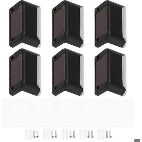 Lot De 6 Lampes Solaires Noires Pour Terrasse, Lampes Solaires Led Étanches Pour L'Éclairage Extérieur De Terrasses, Patios (1/3)