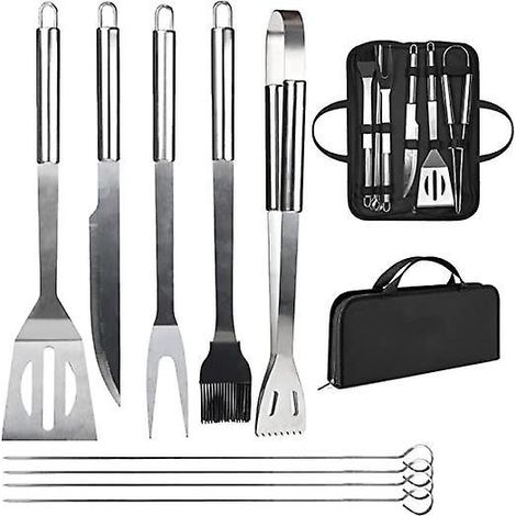 (9 Pcs)ensemble D'ustensiles De Barbecue Professionnels En Acier Inoxydable Avec Sac Facile  Transporter (1/5)