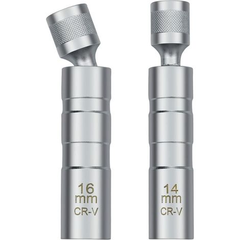 2 Clé à bougie 14/16 mm, acier vanadium 60 HRC, anneau magnétique, rotation 360°, filetage 3/8", pour automobile (1/5)