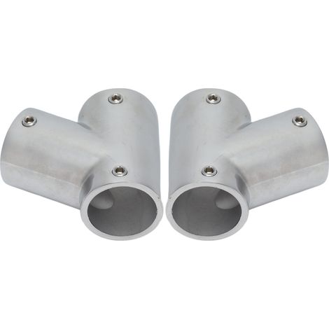 Paire de ferrures de rambarde bateau 60° inox 316 marine, quincaillerie nautique gauche droite, Ø22mm (7/8in), accastillage bateau. (1/5)