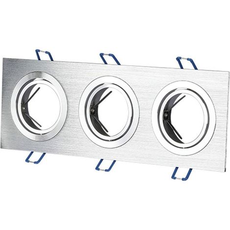 V-TAC Rechteckiger Dreifach-LED-Einbaustrahlerhalter 3GU10 aus verstellbarem Aluminium