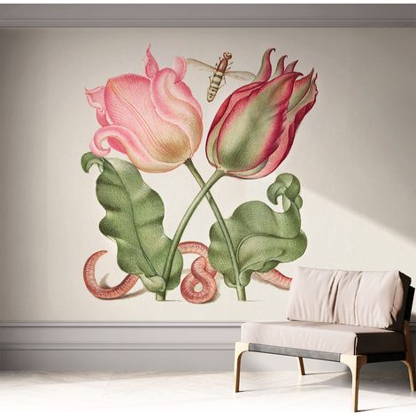 Tapete Selbstklebend - abwaschbar - Tapete mit Motiv - trendige Wanddeko - elegant Fototapete Tulpenpracht 312x219 cm (1/5)