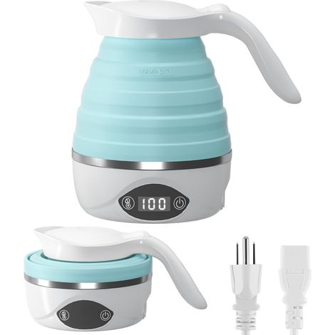 Bouilloire de voyage pliable, modèle 2025, électrique et portable, pour faire bouillir de l'eau. Compatible avec les tensions 110 V et 220 V. (1/5)