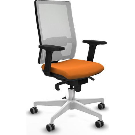 Horna sincro malla blanca similpiel naranja brazos 2D base blanca  ruedas 65mm engomadas (1/5)