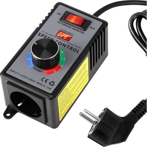 Variateur De Vitesse Pour Moteur 220V, Régulateur de tension 220V Puissance 10A Variateur de Vitesse pour Meuleuses D'angle,Souffleuses