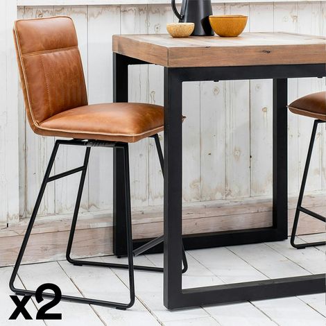 Chaise de bar pivotante camel used OKA (lot de 2) (1/5)