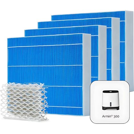 Meaco Armin® Pack 4x Almohadillas de Evaporación & Silvertex® para Armin 300ml – Compatible con humidificadores, sin cal, antimicrobiano, larga duración