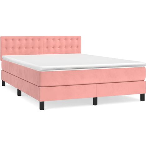 Maison Exclusive - Giroletto a Molle con Materasso Rosa 140x190 cm in Velluto (1/5)