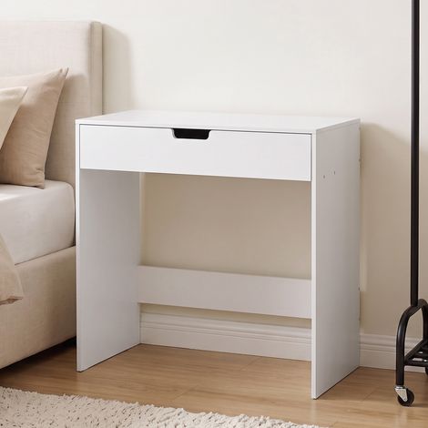 Coiffeuse avec tiroir, table de maquillage moderne moderne, pour chambre à coucher, 75 x 40 x 75 cm, blanc (1/5)