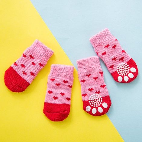 Calcetines protectores para patas de perro (4 unidades), Calcetines antideslizantes para perros, Calcetines suaves y cálidos perros, Oso azul (1/5)