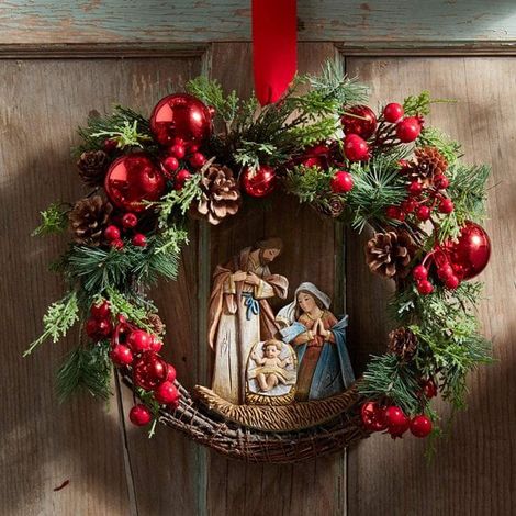 Couronne De Noël - 40 cm - Pour Porte D'Entrée Intérieur Extérieur - Décoration Festive - 1 Pièce (1/5)