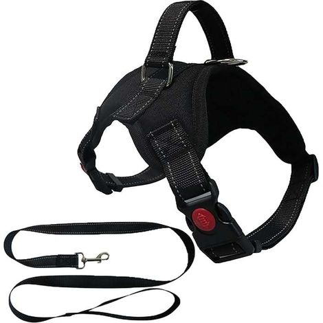 Bequemes, atmungsaktives Hundegeschirr zum Spazierengehen und Joggen, schwarz XL