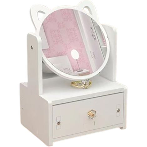 Miroir de courtoisie avec tiroirs, Petit miroir rond à double tiroir (1/2)