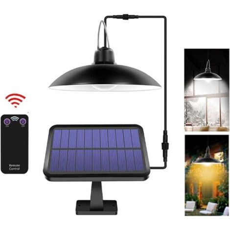 Lampe Solaire Suspendue 3W avec Télécommande - 4 LEDs 50LM - Interrupteur Cordon (HF & Manuel) (1/4)