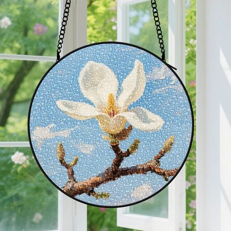 Suspension en vitrail, attrape-soleil coloré élégant minimaliste, décoration maison porte, cadeau Noël, Anniversaire pour femme, homme, tante 25 cm (1/5)