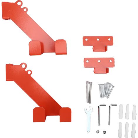 Set di 2 supporti per motosega adatti a Stihl, supporto a parete 3 in 1 con viti regolabili, universale per angoli, organizzazione del garage, organizzatore per capannoni. (1/5)