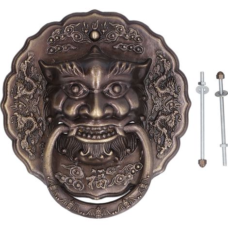 GARRYFIZH Poignée de heurtoir de porte noire, accessoire de quincaillerie à Double traction en laiton pour porte