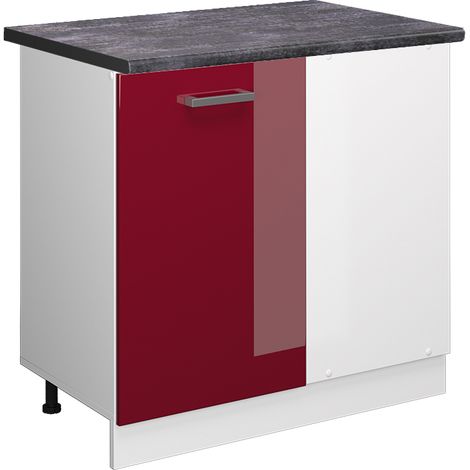 Meuble d'angle R-Line, Rouge brillant, 86cm , PT Anthracite, Vicco