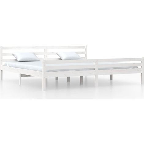 Lit double,Lit adulte,Cadre de lit sans matelas blanc bois massif 200x200 cm CFW9525753 (1/5)