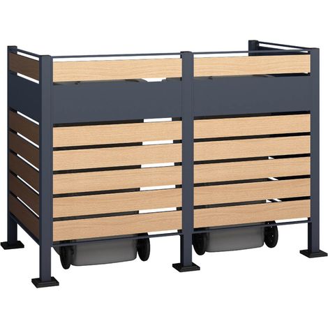 Westmann Habillage métallique pour conteneur à déchets Planum  2x240 L  Aspect bois  170x90x120 cm