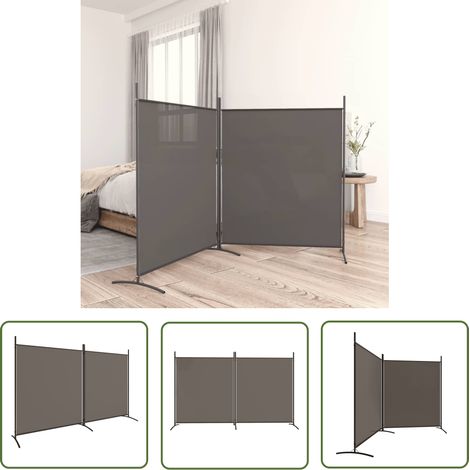 The Living Store Cloison de séparation 2 panneaux Anthracite 348x180 cm Tissu - Cloison De Séparation - Écran De Confidentialité - Séparateur De Pièce - Mur D'intimité - Partition Murale (1/5)