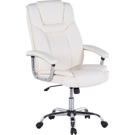 Silla ejecutiva de oficina giratoria de piel sintética beige con altura de asiento ajustable con ruedas Advance (1/5)