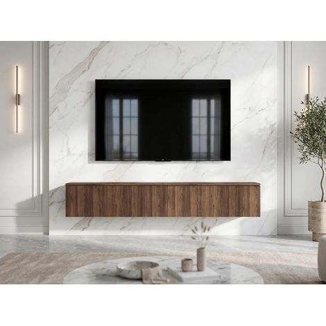 AX LIVING Barvo 2x100 TV Kommode Lowboard Dunkelbraun Nussbaum Warmia H