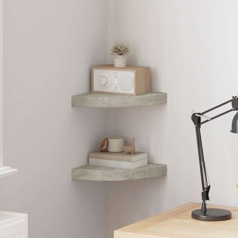 vidaXL Estante de esquina de pared 2 uds MDF gris hormigón 25x25x3,8cm (1/5)