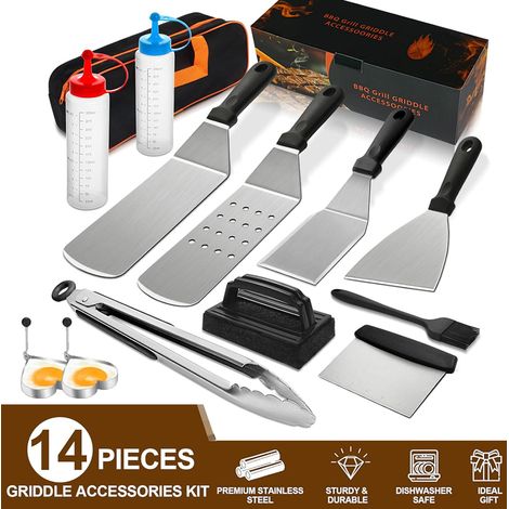 FLITI 14-Piece Stainless Steel Barbecue Accessories Set: Utensils for Grilling Meat, Fish, Vegetables, and Outdoor Cooking (1/5)