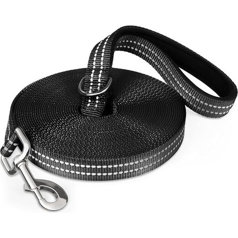 Dog Lead, Nylon Dog Lead with Handle, for Medium and Large Dogs, for Training, Walking and Outings by the Sea (Black) (1/5)