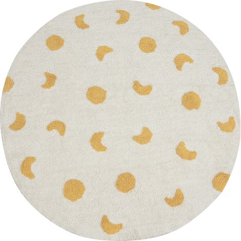 Alfombra infantil redonda de algodón con patrón decorativo beige claro ø 140 cm Loti