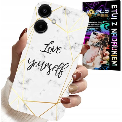 Coque pour Samsung Galaxy A06 5G - marbre blanc avec bordures dorées - Je t'aime (1/5)