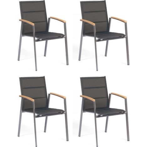 Sonnenpartner 4er-Set Stapelstühle Sierra Aluminium/Textilen anthrazit Stapelstuhl (1/2)