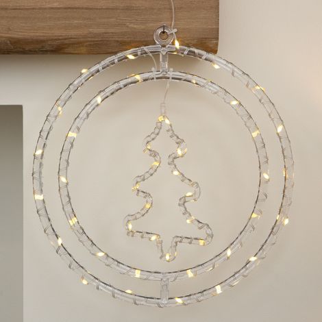 33cm Light up Hanging Christmas Tree Ring with Warm White LEDs (1/5)