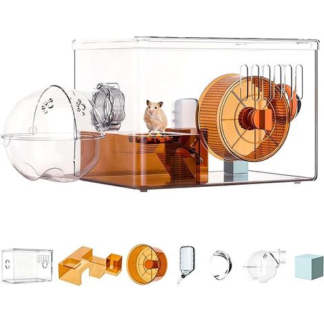 Panoramique Ventilation Cage Hamster Couches Cage Hamster,31.5x21.5x20.5cm,Cage Hamster Russe avec Roue D'exercice,Salle Bain,Rampe,Cabine,pour Souris, Hamsters (1/3)