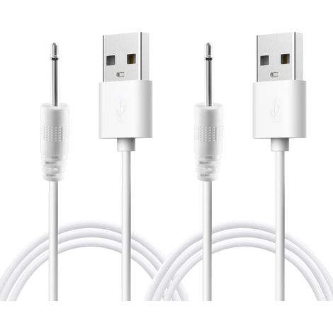 Câble de Charge de Remplacement DC 2,5 mm, 2PCS Cordons de Chargeur USB pour Masseurs - Blanc (1/5)