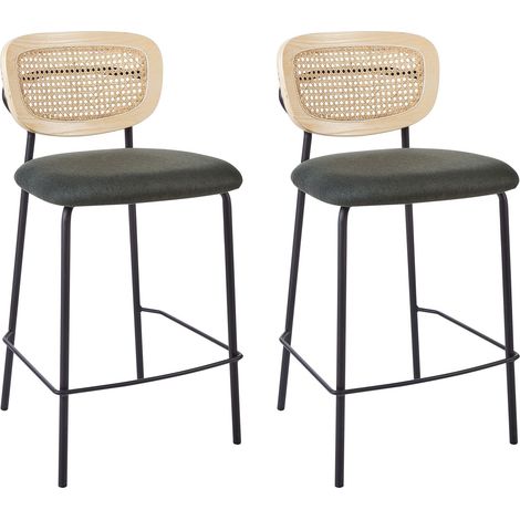 Set mit 2 Barstühlen MAYETTA Rattan Dunkelgrün