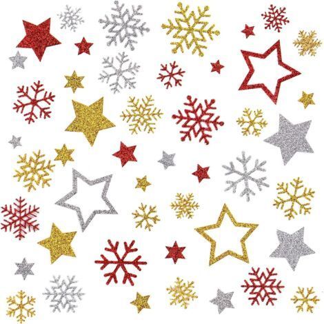 6 sheets 240 pcs Christmas Stickers Glitter Stickers Christmas Stickers Stars Snowflakes Decoration for Card Christmas Gifts Crafts Scrapbooking DIY (1/5)