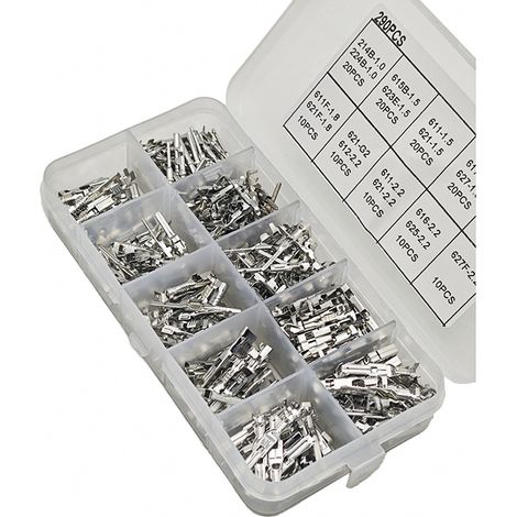 290 pezzi Connettori a pin per terminali di cavi automobilistici 1/1,5/1,8/2,2/2,8/3,5 mm, terminali a pin per connettori, connettori elettrici automatici, smontaggio di spine non isolate, pin di crim